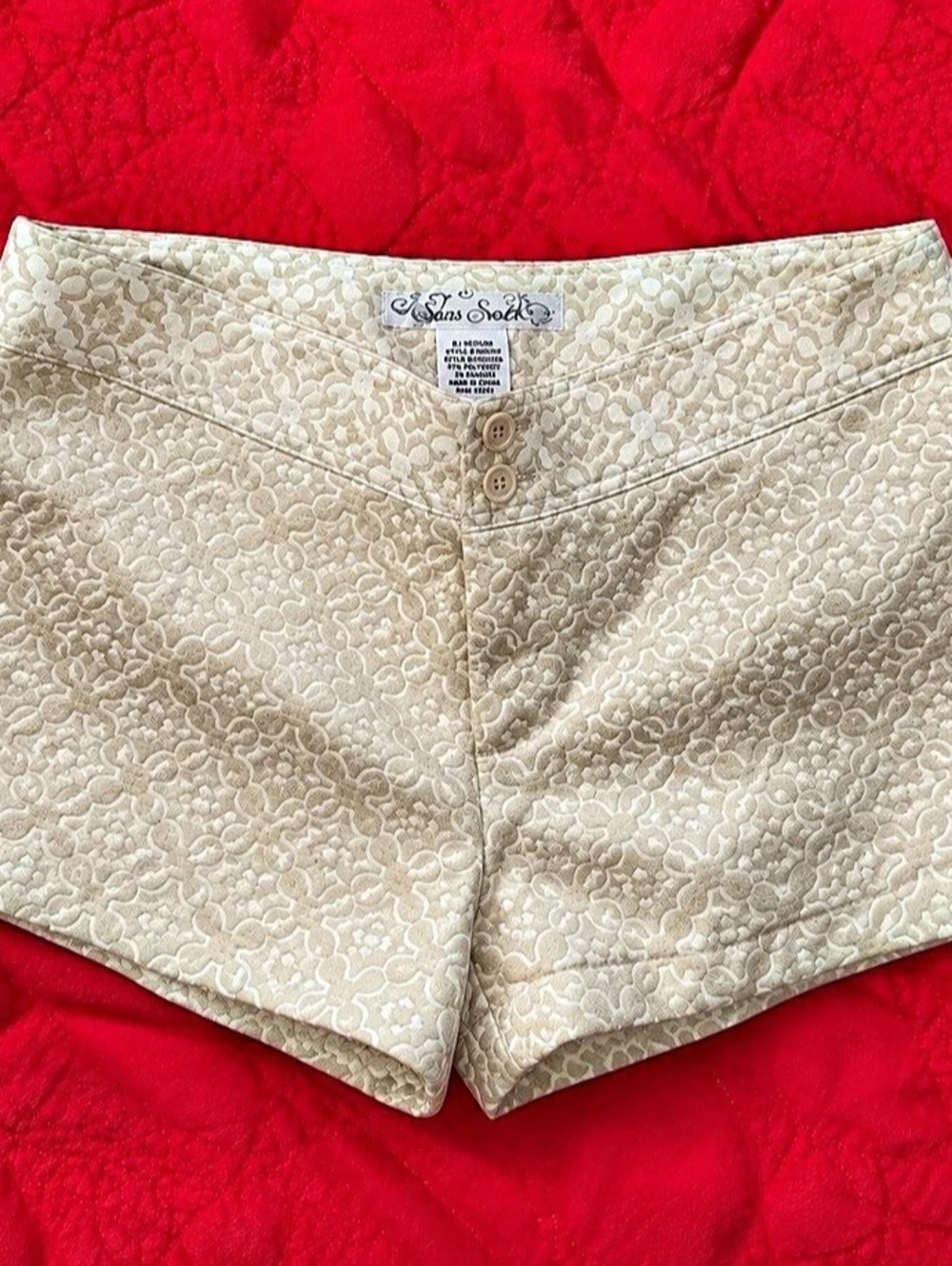 Sans Souci Geometric High Waist Shorts in Cream Size Medium NWT